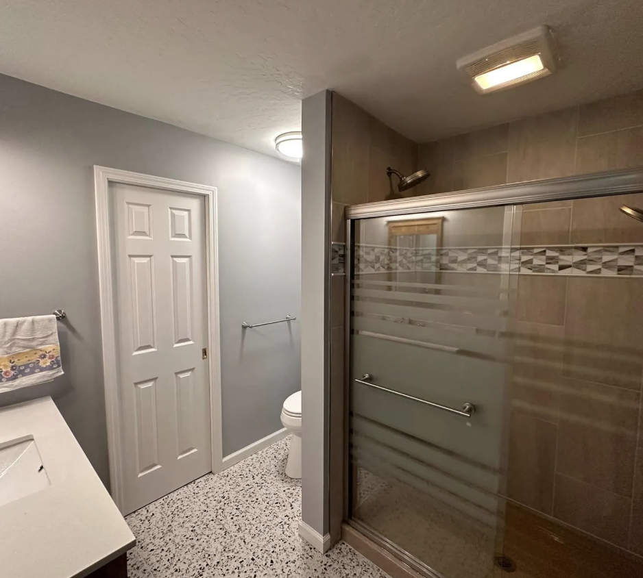 Bathroom with glass shower
