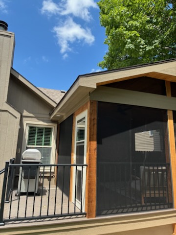 Screened-in porch installation progress